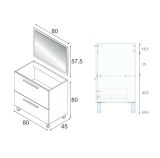 Mobile lavabo 2 cassetti 80x80x45h cm rovere - Abel
