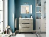 Mobile lavabo 3 cassetti 80x45x86h cm antracite e rovere - Dianmu