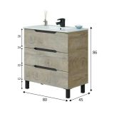 Mobile lavabo 3 cassetti 80x45x86h cm antracite e rovere - Dianmu