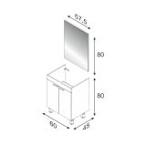 Mobile lavabo con specchio 60x80x45h cm bianco lucido - Abaco