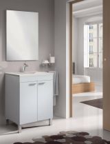 Mobile lavabo con specchio 60x80x45h cm bianco lucido - Abaco