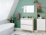 Mobile lavabo con specchio 80x45x80h cm bianco lucido e rovere - Berillo