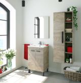 Mobile lavabo sospeso con specchio 50x80x40h cm rovere - Almenia