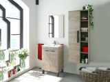 Mobile lavabo sospeso con specchio 50x80x40h cm rovere - Almenia