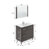 Mobile lavandino 2 cassetti 80x80x45h cm grigio cenere - Aracth