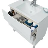 Mobile lavandino 3 cassetti 80x45x86h cm bianco lucido e rovere - Dianmu