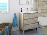 Mobile lavandino 3 cassetti 80x86x45h cm rovere - Albachiara
