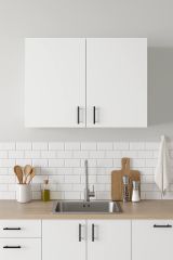 Mobile pensile 2 ante Este, Armadietto sospeso, Mobiletto a muro, Armadio ausiliario multifunzione, 80x34 h59 cm, Bianco