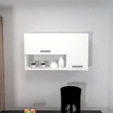 Mobile Pensile Bianco 2 Ripiani 2 Ante 90x52h cm, 4 Vani - Rassa