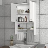 Mobile Pensile Bianco 2 Ripiani Apertura Battente 59x90h cm, 2 Ante - Taviano