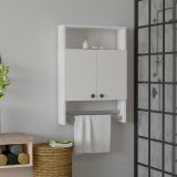 Mobile Pensile Bianco 2 Ripiani Apertura Battente 60x87h cm, 2 Ante - Tanagro