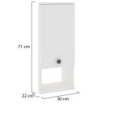Mobile Pensile Bianco 2 Ripiani Un'anta 30x71h cm, 3 Vani - Tarano