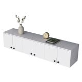 Mobile Pensile Bianco Bianco 6 Ante 3 Vani 180x44h cm, Apertura Battente - Jelsi