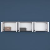 Mobile Pensile Bianco Bianco 6 Ante 3 Vani 180x44h cm, Apertura Battente - Jelsi