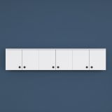 Mobile Pensile Bianco Bianco 6 Ante 3 Vani 180x44h cm, Apertura Battente - Jelsi