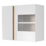 Mobile Pensile Bianco Marrone Rovere 2 Ripiani 2 Ante 96x83h cm, con led - Kava