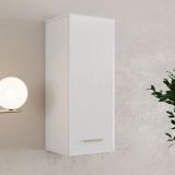 Mobile Pensile Bianco Opaco Marrone Rovere 2 Ripiani Un'anta 39x96h cm, 3 Vani - Fresis