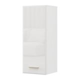 Mobile Pensile Bianco Opaco Marrone Rovere 2 Ripiani Un'anta 39x96h cm, 3 Vani - Fresis
