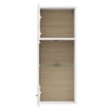 Mobile Pensile Bianco Opaco Marrone Rovere 2 Ripiani Un'anta 39x96h cm, Anta e Ripiano Dettaglio Vetro - Gonnes