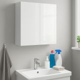 Mobile pensile Connell, Armadietto sospeso, Mobiletto a muro, Armadio ausiliario multifunzione, 60x16 h60 cm, Bianco lucido