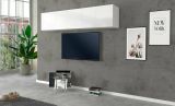 Mobile pensile Luca, Armadio multiuso, Mobiletto a muro, 100% Made in Italy, cm 180x30h40, Bianco lucido