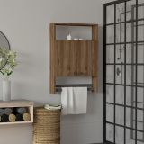 Mobile Pensile Marrone Noce 2 Ripiani Apertura Battente 60x87h cm, 2 Ante - Tanagro