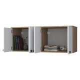 Mobile Pensile Marrone Rovere Bianco 4 Ante 2 Vani 120x47h cm, Apertura Battente - Rusco