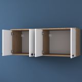 Mobile Pensile Marrone Rovere Bianco 4 Ante 2 Vani 120x47h cm, Apertura Battente - Rusco