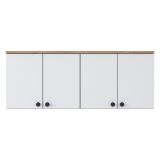 Mobile Pensile Marrone Rovere Bianco 4 Ante 2 Vani 120x47h cm, Apertura Battente - Rusco