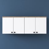 Mobile Pensile Marrone Rovere Bianco 4 Ante 2 Vani 120x47h cm, Apertura Battente - Rusco