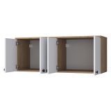Mobile Pensile Marrone Rovere Bianco 4 Ante 2 Vani 120x47h cm, Apertura Battente - Rusco