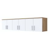 Mobile Pensile Marrone Rovere Bianco 6 Ante 3 Vani 180x41h cm, Apertura Battente - Arazzo