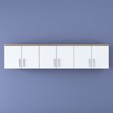 Mobile Pensile Marrone Rovere Bianco 6 Ante 3 Vani 180x41h cm, Apertura Battente - Arazzo