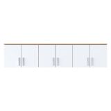 Mobile Pensile Marrone Rovere Bianco 6 Ante 3 Vani 180x41h cm, Apertura Battente - Arazzo