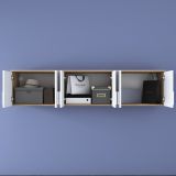 Mobile Pensile Marrone Rovere Bianco 6 Ante 3 Vani 180x41h cm, Apertura Battente - Arazzo