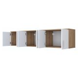 Mobile Pensile Marrone Rovere Bianco 6 Ante 3 Vani 180x41h cm, Apertura Battente - Arazzo