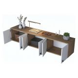 Mobile Pensile Marrone Rovere Bianco 6 Ante 3 Vani 180x44h cm, Apertura Battente - Jelsi
