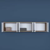 Mobile Pensile Marrone Rovere Bianco 6 Ante 3 Vani 180x44h cm, Apertura Battente - Jelsi