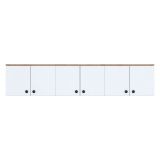 Mobile Pensile Marrone Rovere Bianco 6 Ante 3 Vani 180x44h cm, Apertura Battente - Jelsi