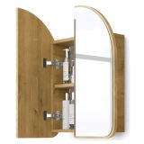 Mobile Pensile Marrone Rovere Trasparente Specchio Incluso un Ripiano 60x70h cm, 2 Ante - Vigano