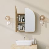 Mobile Pensile Marrone Rovere Trasparente Specchio Incluso un Ripiano 60x70h cm, 2 Ante - Vigano