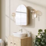 Mobile Pensile Marrone Rovere Trasparente Specchio Incluso un Ripiano 60x70h cm, 2 Ante - Vigano
