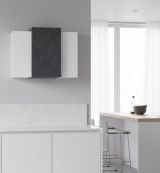 Mobile pensile Michael, Armadio multiuso, Mobiletto a muro, 100% Made in Italy, cm 90x38h66, Bianco lucido e Ardesia