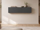 Mobile Pensile Nero Antracite 2 Vani Un'anta 180x40h cm, Apertura a Ribalta - Anette