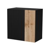 Mobile Pensile Nero Antracite Marrone Rovere un Ripiano Modulabile 49.9x50h cm, 2 Vani - Fonteno
