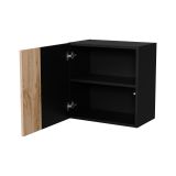 Mobile Pensile Nero Antracite Marrone Rovere un Ripiano Modulabile 49.9x50h cm, 2 Vani - Fonteno