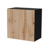 Mobile Pensile Nero Antracite Marrone Rovere un Ripiano Modulabile 49.9x50h cm, 2 Vani - Sparone