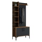 Mobile per ingresso 2 ante legno e metallo noce e antracite 90x200h cm - Anja