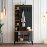 Mobile per ingresso 2 ante legno e metallo noce e antracite 90x200h cm - Anja