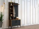 Mobile per ingresso 2 ante legno e metallo noce e antracite 90x200h cm - Anja